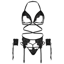 Charger l'image dans la galerie, Ensemble de lingerie noire 4 pièces Taille unique