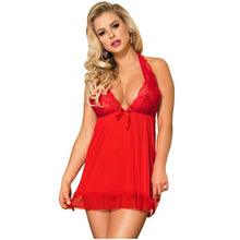 Charger l'image dans la galerie, Babydoll Rouge avec Broderies Florales
