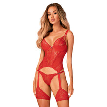 Charger l&#39;image dans la galerie, Corset, Soutien-Gorge, Jarretelles Rouge en Dentelle
