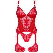 Charger l&#39;image dans la galerie, Corset, Soutien-Gorge, Jarretelles Rouge en Dentelle

